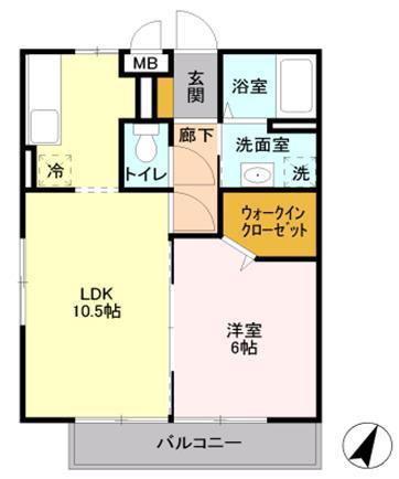 スカイシティ・ベルテ(1LDK/3階)の間取り写真