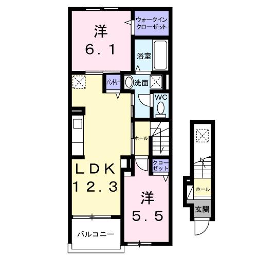 ロケット・ラボ(2LDK/2階)の間取り写真