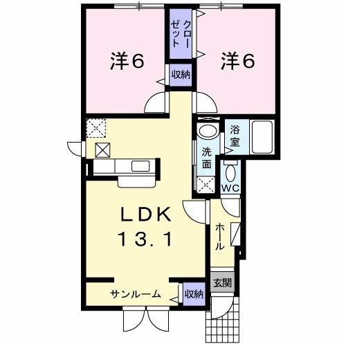 ETERNALA(2LDK/1階)の間取り写真