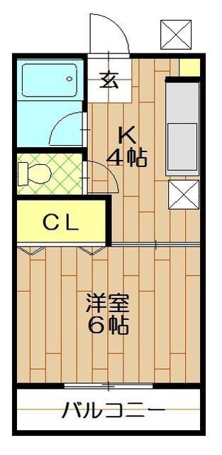 第2田辺コーポ(1K/1階)の間取り写真