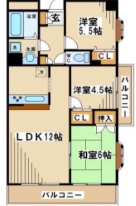 サンファミリー烏山(3LDK/3階)の間取り写真