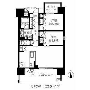 グランパセオ名駅那古野(2LDK/9階)の間取り写真