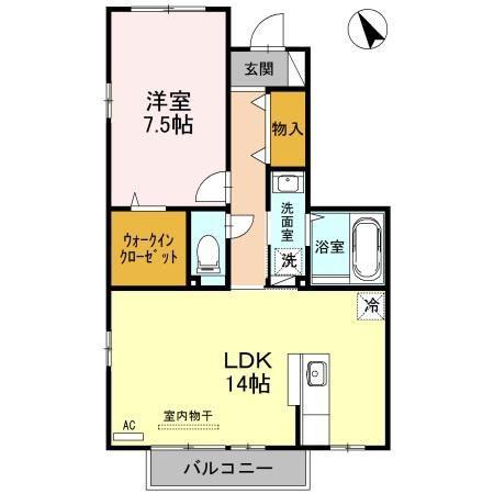リビングタウン松若町A棟(1LDK/1階)の間取り写真