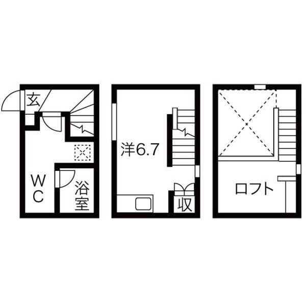 シエルスラン(1K/2階)の間取り写真