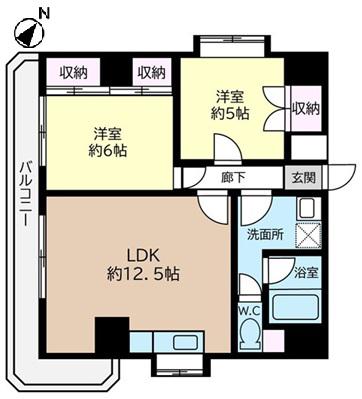 萩原ビル(2LDK/3階)の間取り写真