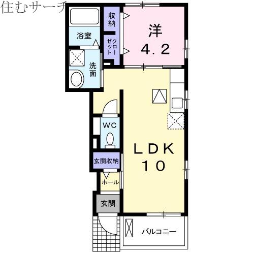 カサエテルノII(1LDK/1階)の間取り写真