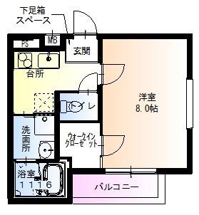 フジパレス東桜木町イースト(1K/2階)の間取り写真