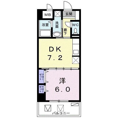 玉城SOU(1DK/3階)の間取り写真