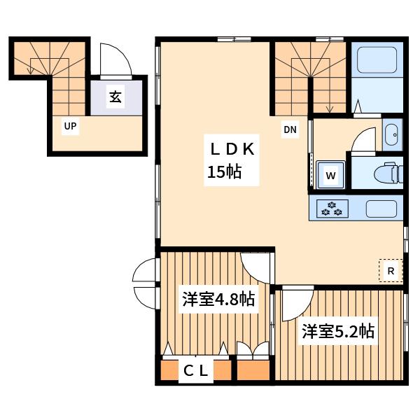 グローブ ハウス(2LDK/2階)の間取り写真