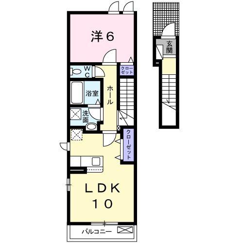 グランツ(1LDK/2階)の間取り写真