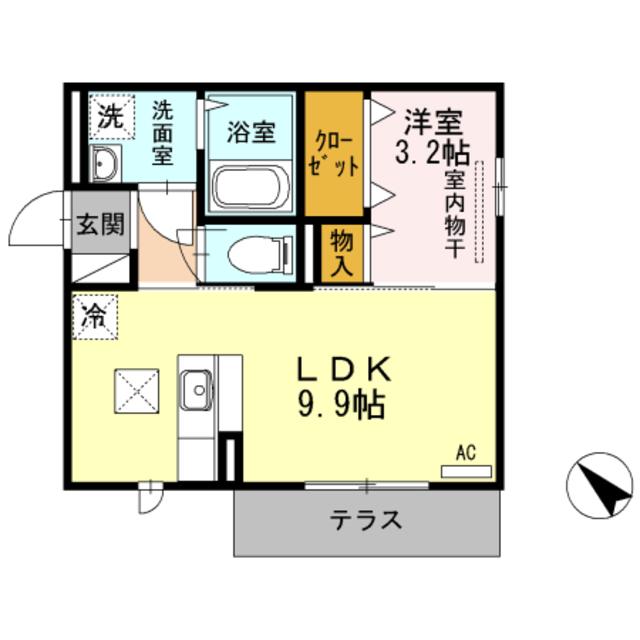 プランドール燕三条(1LDK/1階)の間取り写真