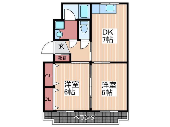島本ビル(2DK/3階)の間取り写真
