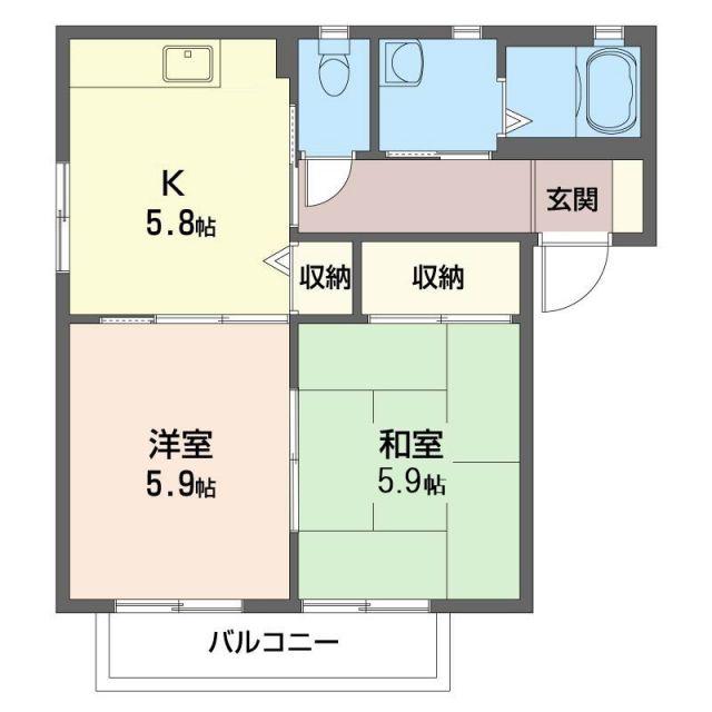 カシミールA(2K/1階)の間取り写真