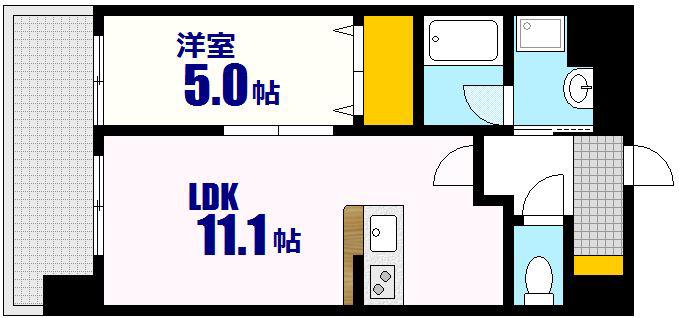ソル高松(1LDK/2階)の間取り写真