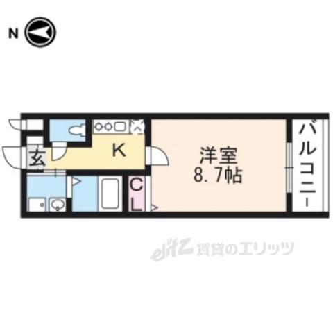 グランディール四条大宮(1K/3階)の間取り写真