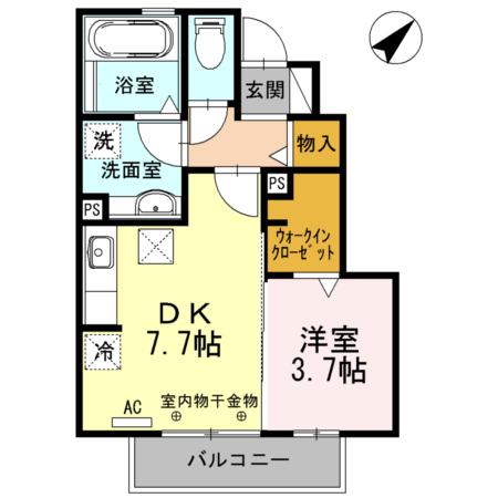 コンフォート(1DK/1階)の間取り写真
