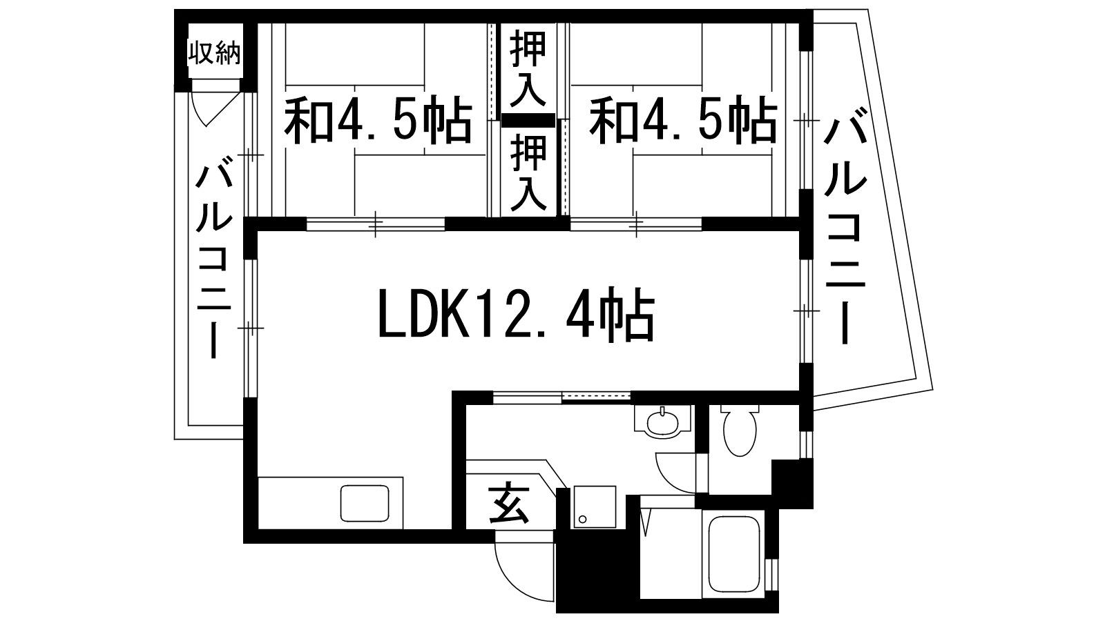 逆瀬川20号棟(2LDK/2階)の間取り写真