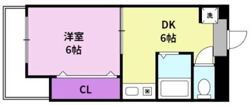 吉武ビル(1DK/4階)の間取り写真