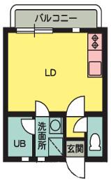 サンハイツ多井田(ワンルーム/1階)の間取り写真