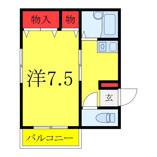 サンシャイン角田II(1K/1階)の間取り写真