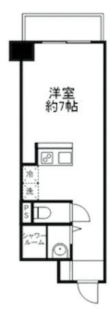 築地永谷コーポラス(ワンルーム/2階)の間取り写真