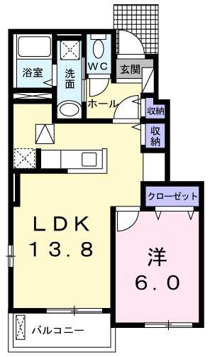 ORCHARDA(1LDK/1階)の間取り写真
