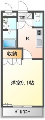 カームヒル(1K/1階)の間取り写真