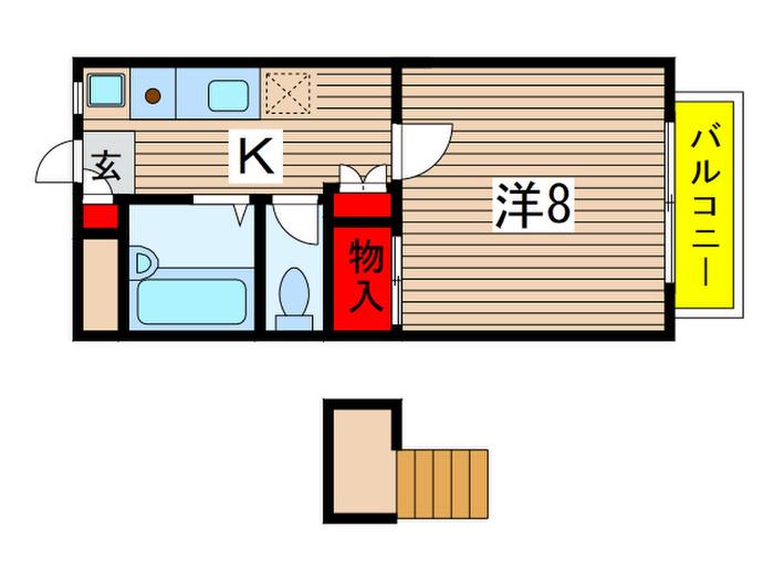 千謡ハイツ(1K/2階)の間取り写真