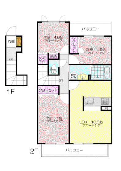 CASA VERDE 2番館(3LDK/2階)の間取り写真
