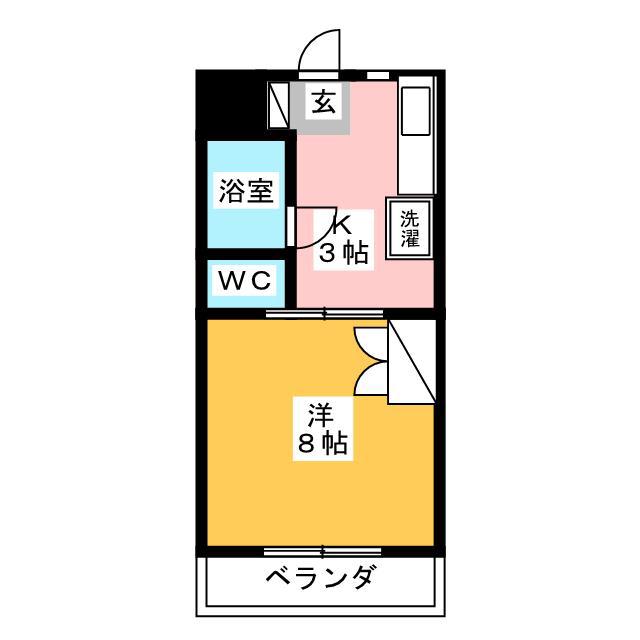 ブルームKII(1K/4階)の間取り写真