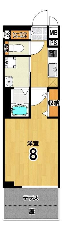 ベラジオ雅び京都洛北ガーデン(1K/1階)の間取り写真