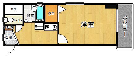 AEC天神東アネックス(1K/4階)の間取り写真