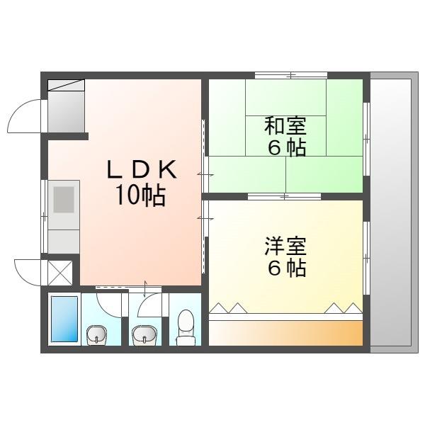 オアシスとうま(2LDK/2階)の間取り写真