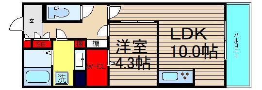 サンジェルマン市岡(1LDK/1階)の間取り写真