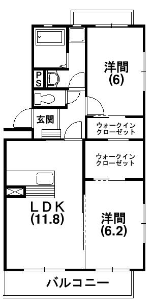 メメールたづ(2LDK/2階)の間取り写真