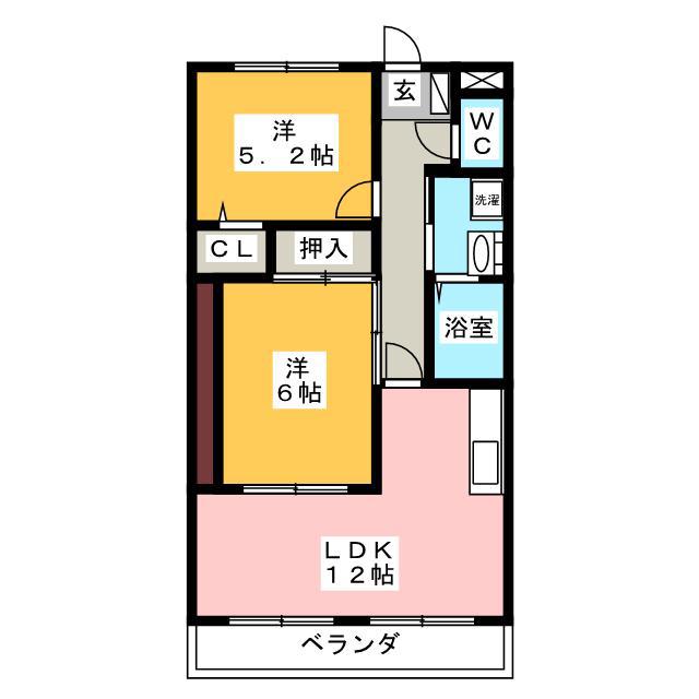 アクアハイツ(2LDK/2階)の間取り写真