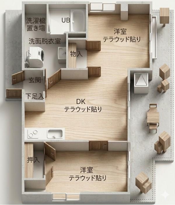 三川町ダイヤビル(1LDK/3階)の間取り写真