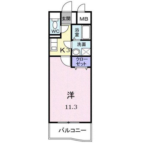グランディールF(1K/2階)の間取り写真