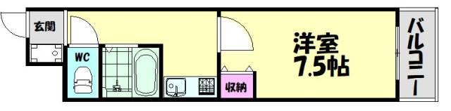 クールブリーズ(1K/4階)の間取り写真