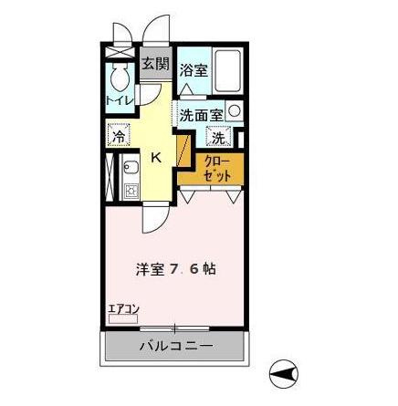 シャルムエイチエー(1K/2階)の間取り写真