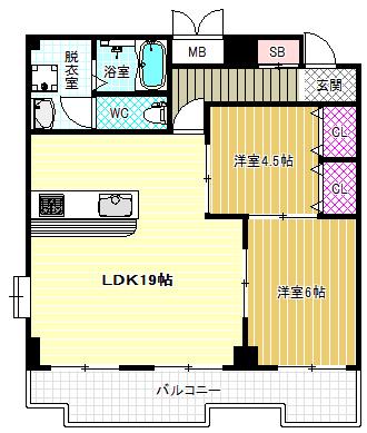 ロイヤルハイツ松ヶ丘(2LDK/3階)の間取り写真