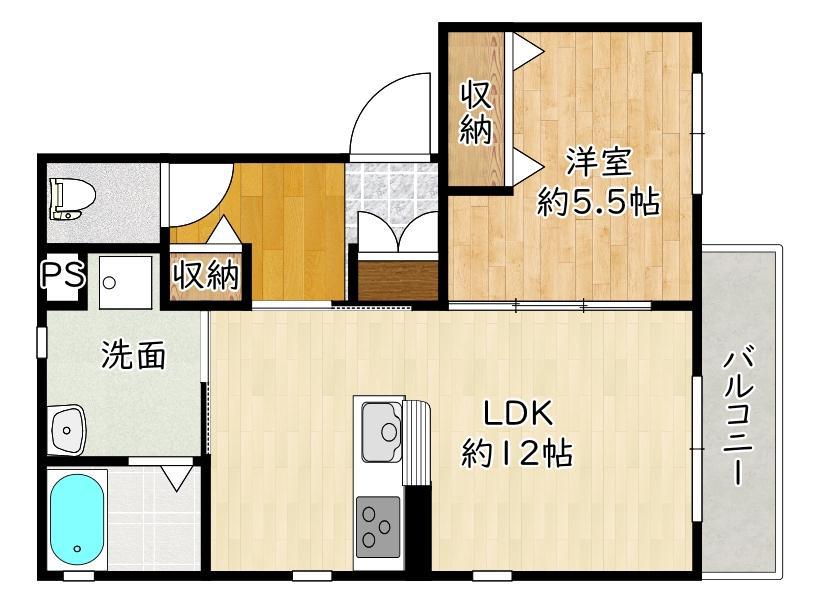 メゾン・ド・えんじゅ(1LDK/2階)の間取り写真