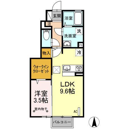 グレースコートミレーニアC(1LDK/1階)の間取り写真