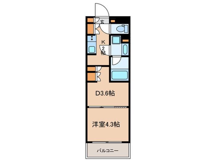 WAKABA VIEW APARTMENT(1DK/3階)の間取り写真