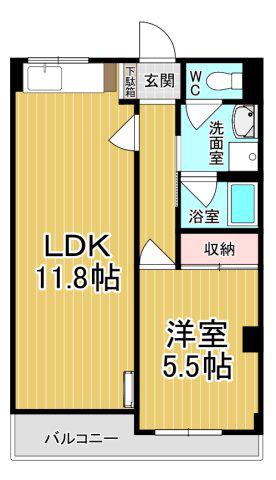 ライブハウスII(1LDK/3階)の間取り写真