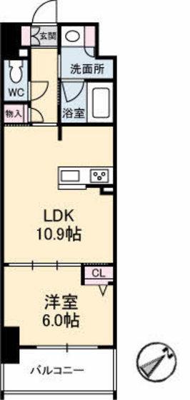 シャーメゾンステージ呉中央(1LDK/13階)の間取り写真