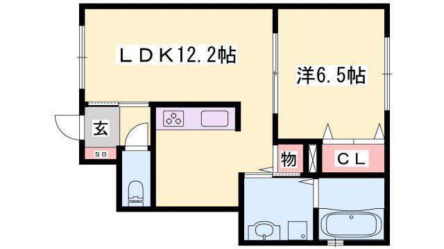 レグジー(1LDK/1階)の間取り写真