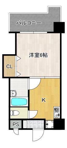 クレストJ(1DK/3階)の間取り写真