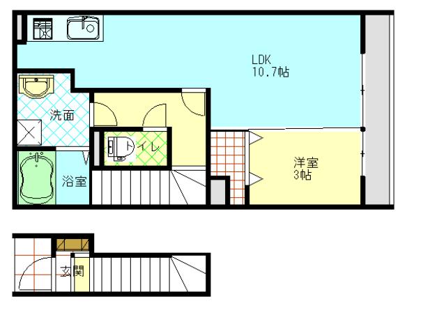 D-ROOM東大通II(1LDK/2階)の間取り写真