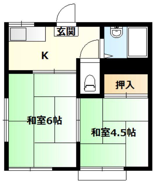ハイツ秋本(2K/1階)の間取り写真